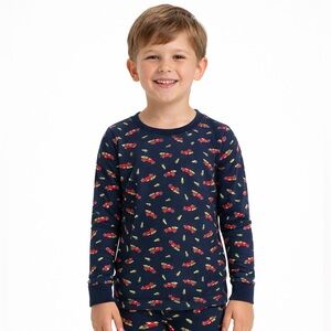 Janie and Jack Good Nigh Pajama Top Holiday Christmas Truck Blue - Size 8